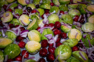 Roasted Brussel Sprouts with Cranberry and Pecan