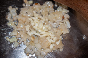 cooking onion for sausage