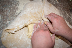 folding croissant dough
