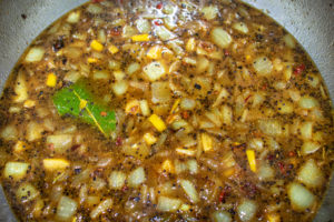 simmering peach chutney