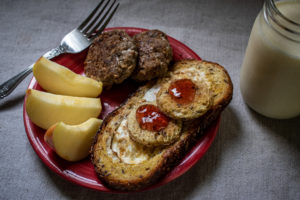 eggs in a nest with sausage