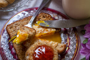 eggs in a nest with soft yolks